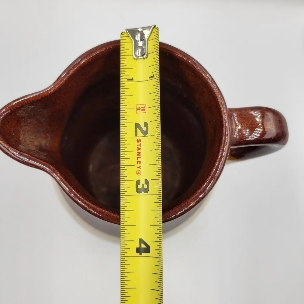 Vtg Roseville USA Pottery Pitcher Beige Brown (Stamped)